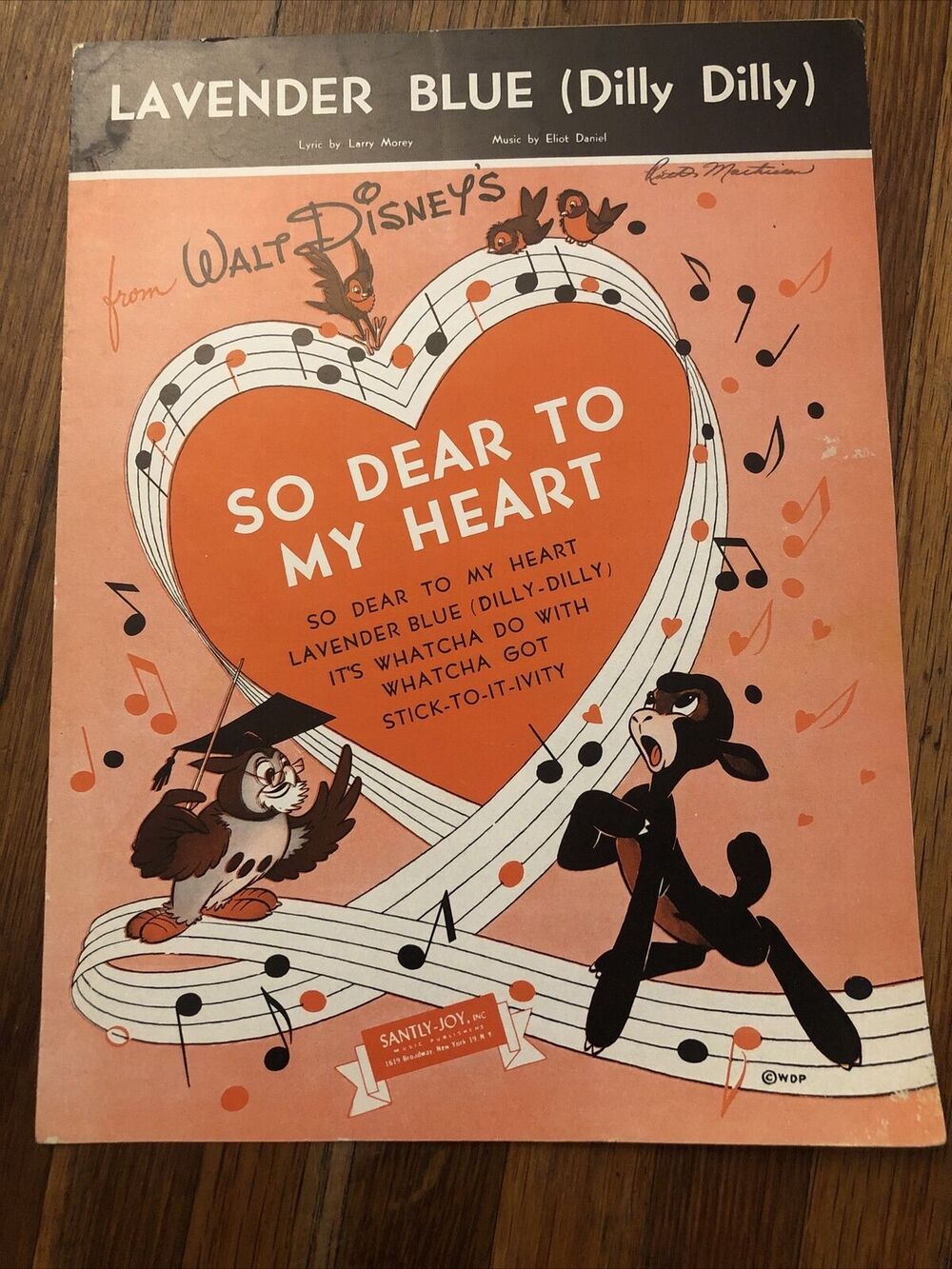 Walt Disney 1948 So Dear To My Heart "Lavender Blue (Dilly Dilly)" Sheet Music